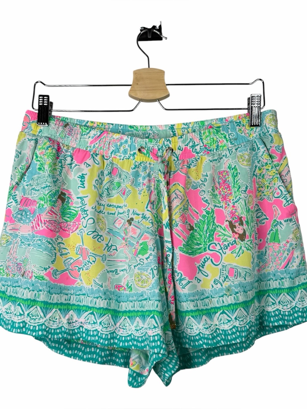 Lilly Pulitzer Katia Shorts In The Beginning Pockets Drawstring Stretch Waist M